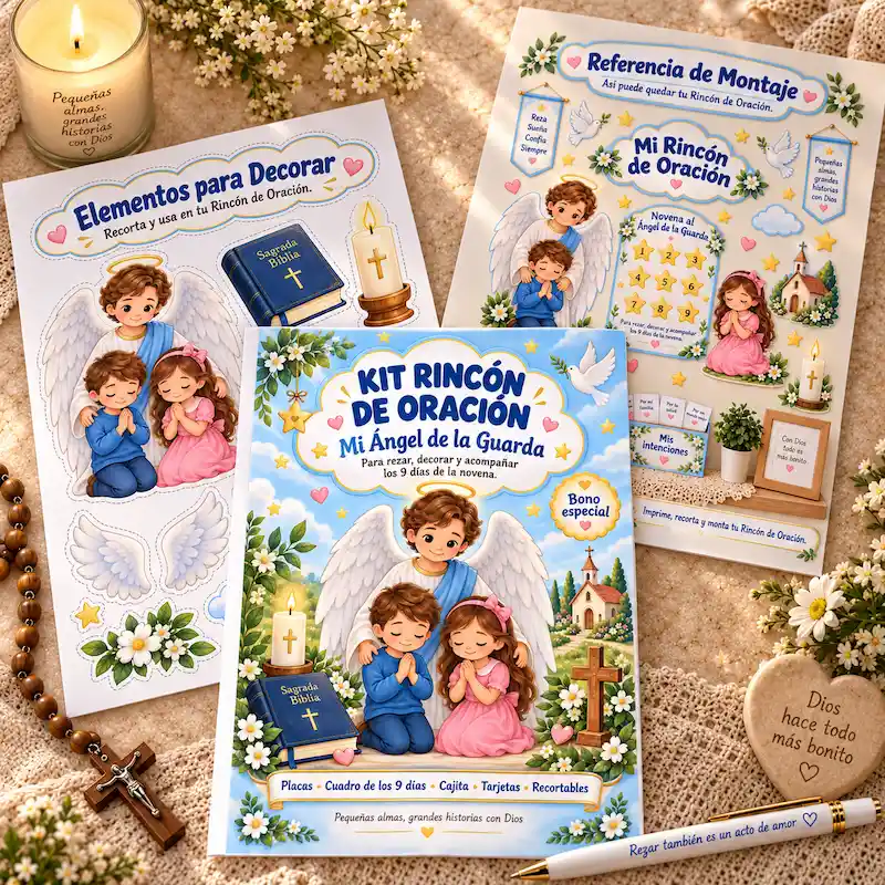 Bono Kit Rincón de Oración del Ángel de la Guarda y Cuadro de los 9 Días