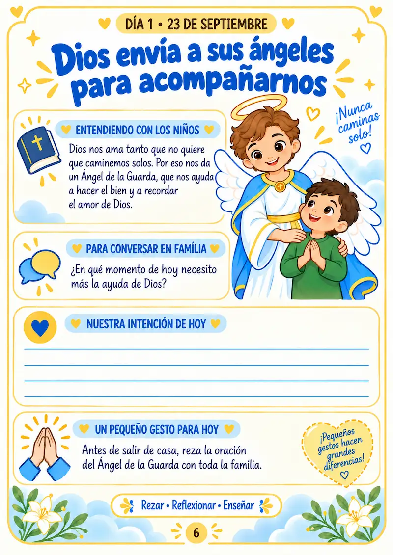 Página de la novena del Ángel de la Guarda