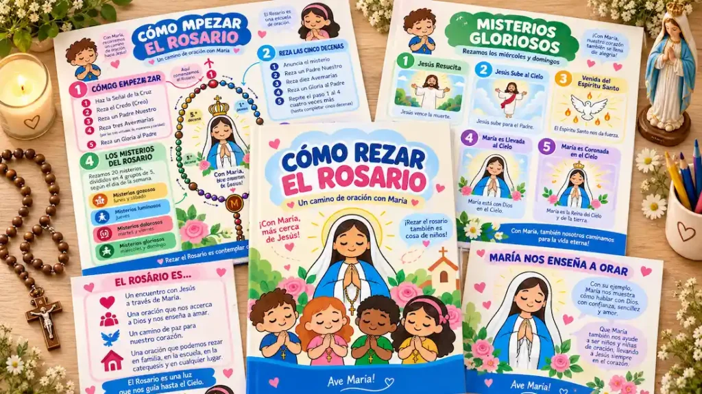 Mapas Mentales Ilustrados de Cómo Rezar el Rosario