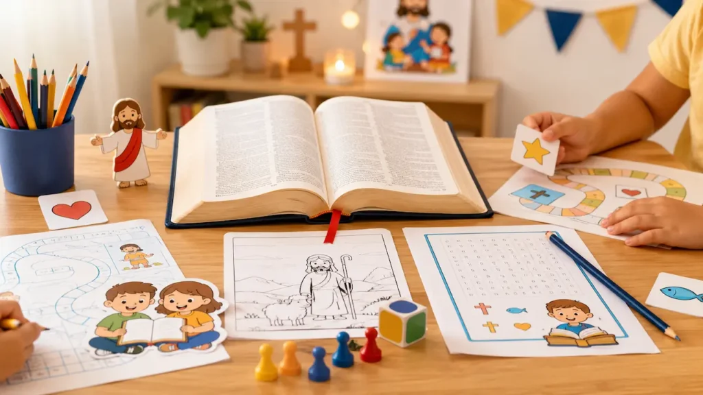 Imagen del Mes de la Biblia en la catequesis.