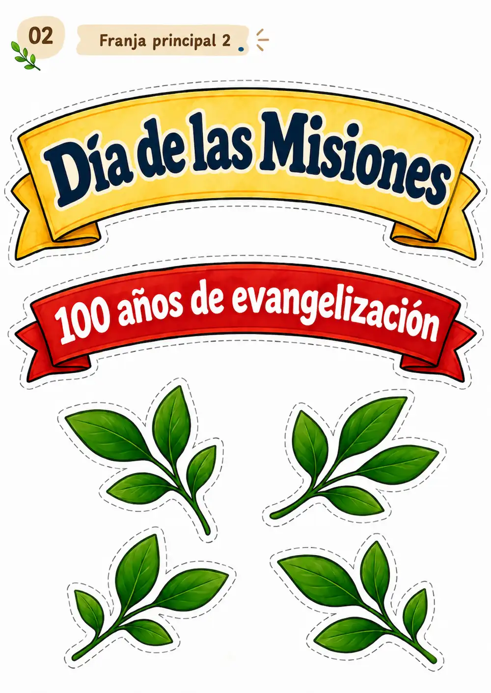 Título Centenario del Día de las Misiones en piezas recortables