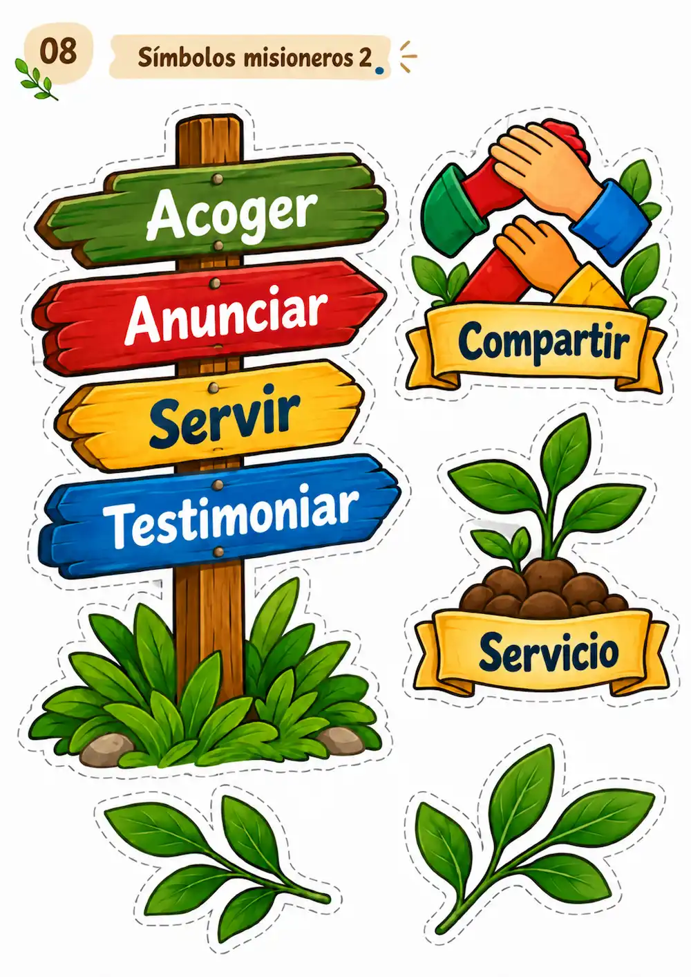 Frases y mensajes misioneros en bandas ilustradas