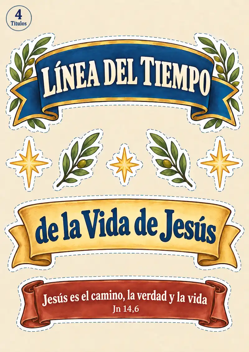 Tira de la línea de tiempo de la vida de Jesús en A4 horizontal