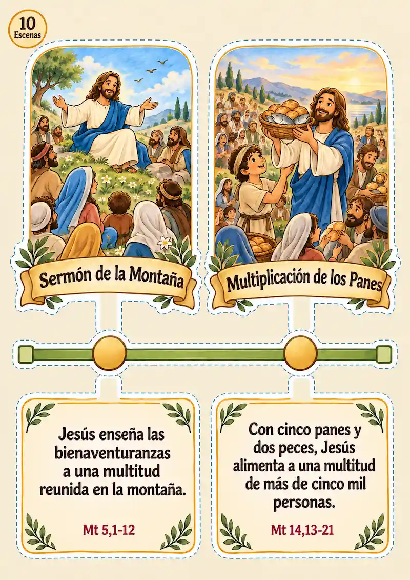 Escenas coloridas de la vida de Jesús