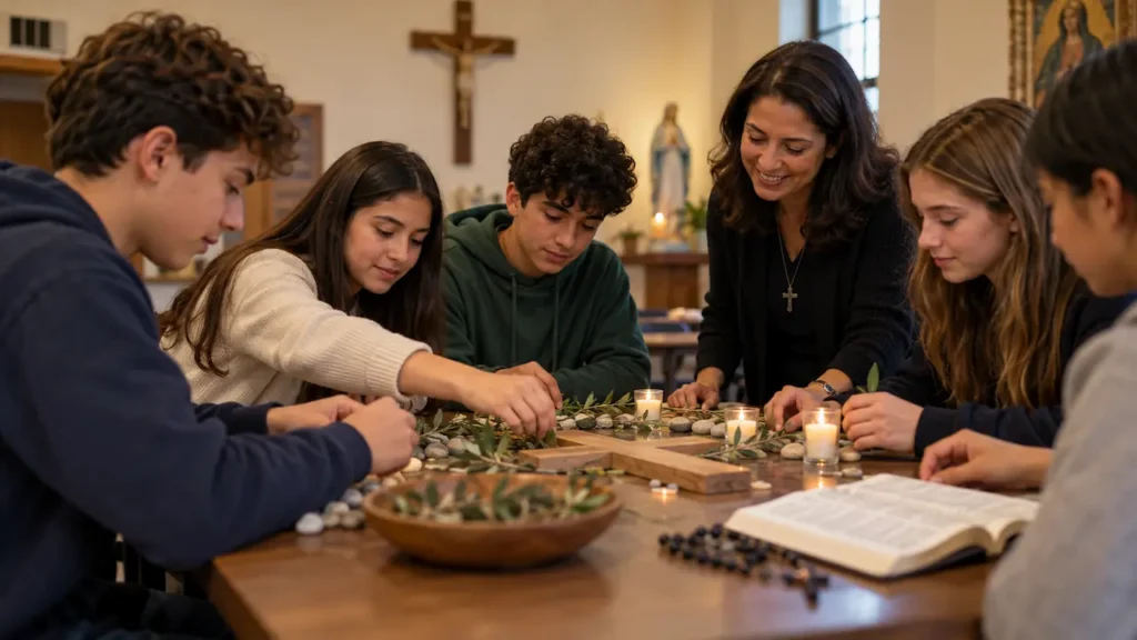 Niños participando en una dinámica de catequesis de perseverancia