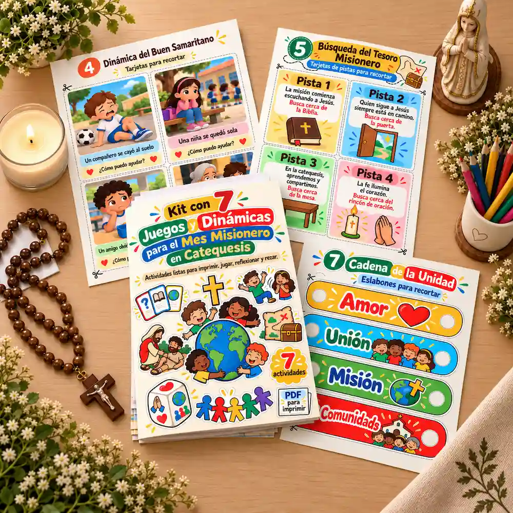 Kit con 7 Juegos y Dinámicas para el Mes Misionero en la Catequesis