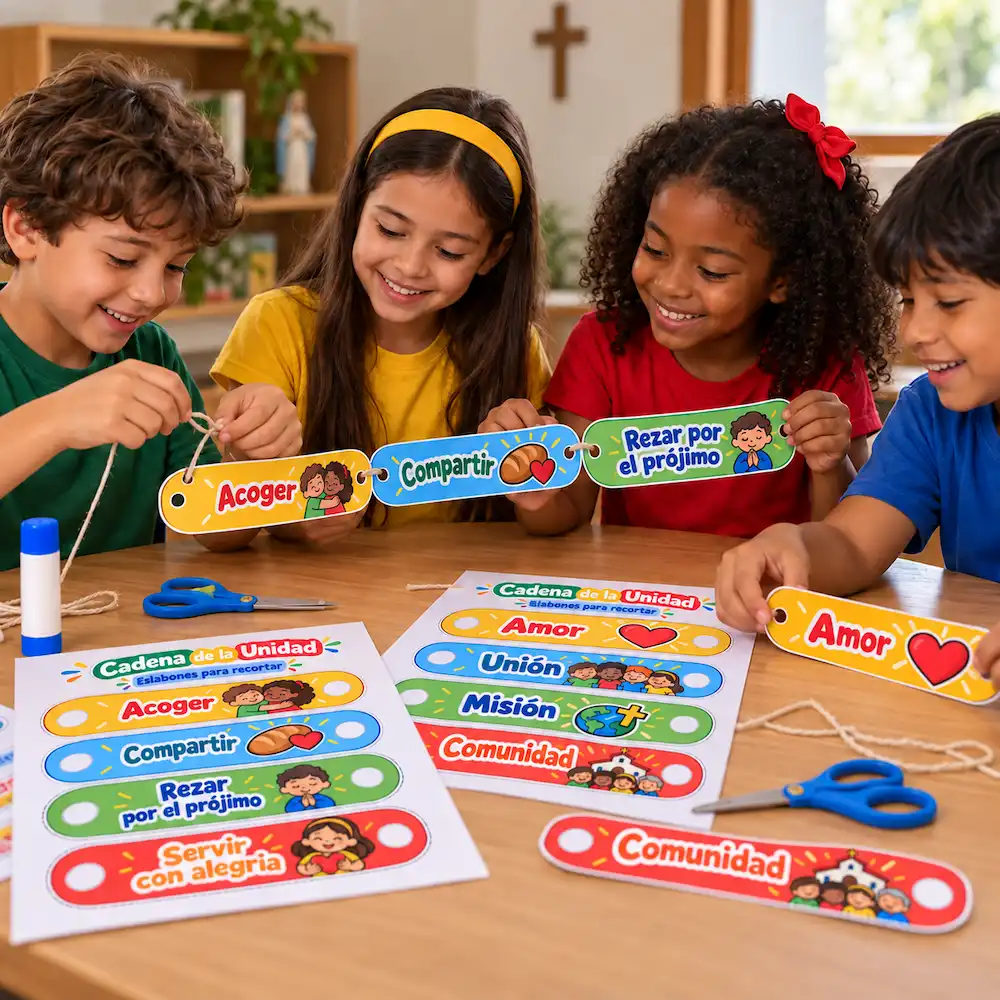 Niños participando en los juegos y dinámicas del Mes Misionero